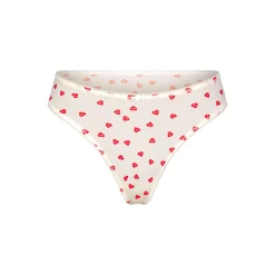 FITS EVERYBODY PICOT TRIM THONG | RUBY HEART PRINT-Skims Best
