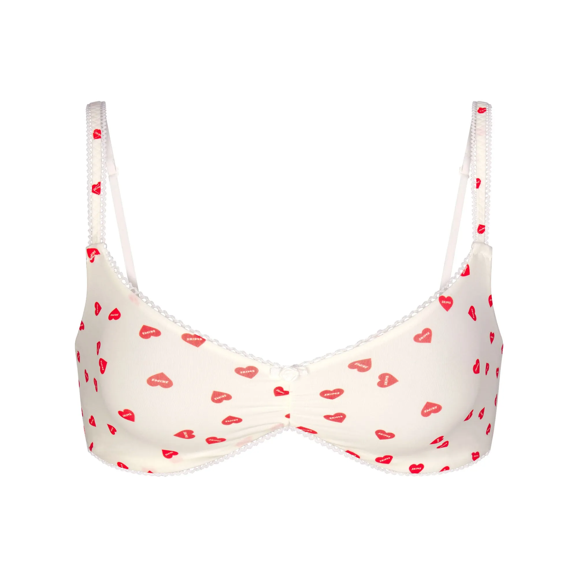 FITS EVERYBODY PICOT TRIM SKIMPY SCOOP BRALETTE | RUBY HEART PRINT-Skims Best