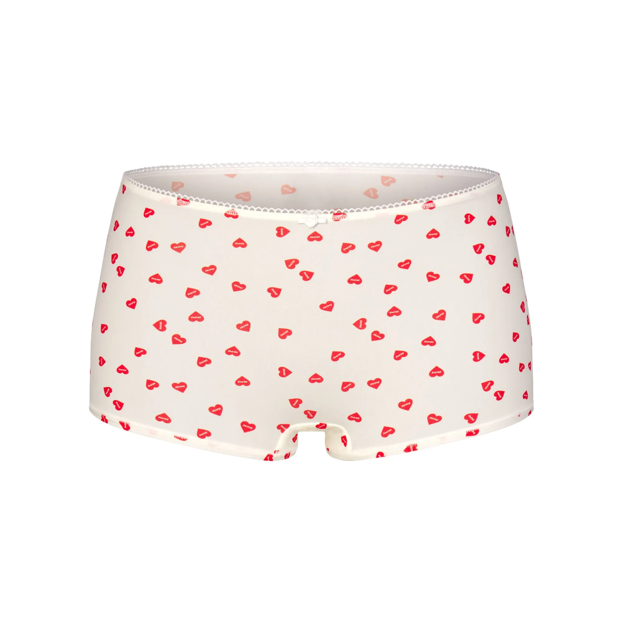 FITS EVERYBODY PICOT TRIM BOY SHORT | RUBY HEART PRINT-Skims Online