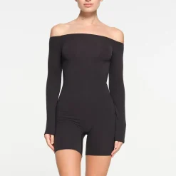 FITS EVERYBODY PICOT TRIM OFF THE SHOULDER ONESIE |-Skims Clearance