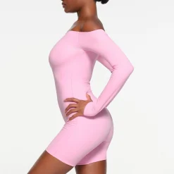 FITS EVERYBODY PICOT TRIM OFF THE SHOULDER ONESIE | BUBBLE GUM-Skims Sale