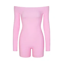 FITS EVERYBODY PICOT TRIM OFF THE SHOULDER ONESIE | BUBBLE GUM-Skims Sale