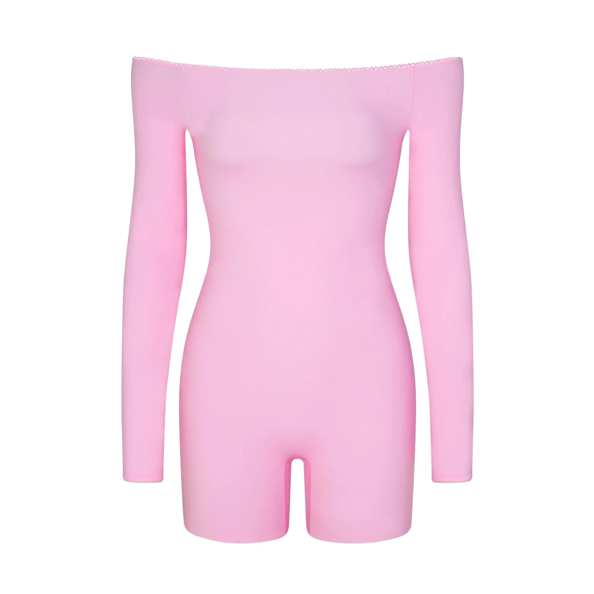 FITS EVERYBODY PICOT TRIM OFF THE SHOULDER ONESIE | BUBBLE GUM-Skims Sale