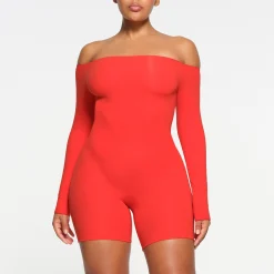 FITS EVERYBODY PICOT TRIM OFF THE SHOULDER ONESIE |-Skims Sale