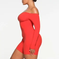 FITS EVERYBODY PICOT TRIM OFF THE SHOULDER ONESIE |-Skims Sale