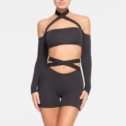 FITS EVERYBODY WRAP LONG SLEEVE SUPER CROPPED TOP |-Skims Discount