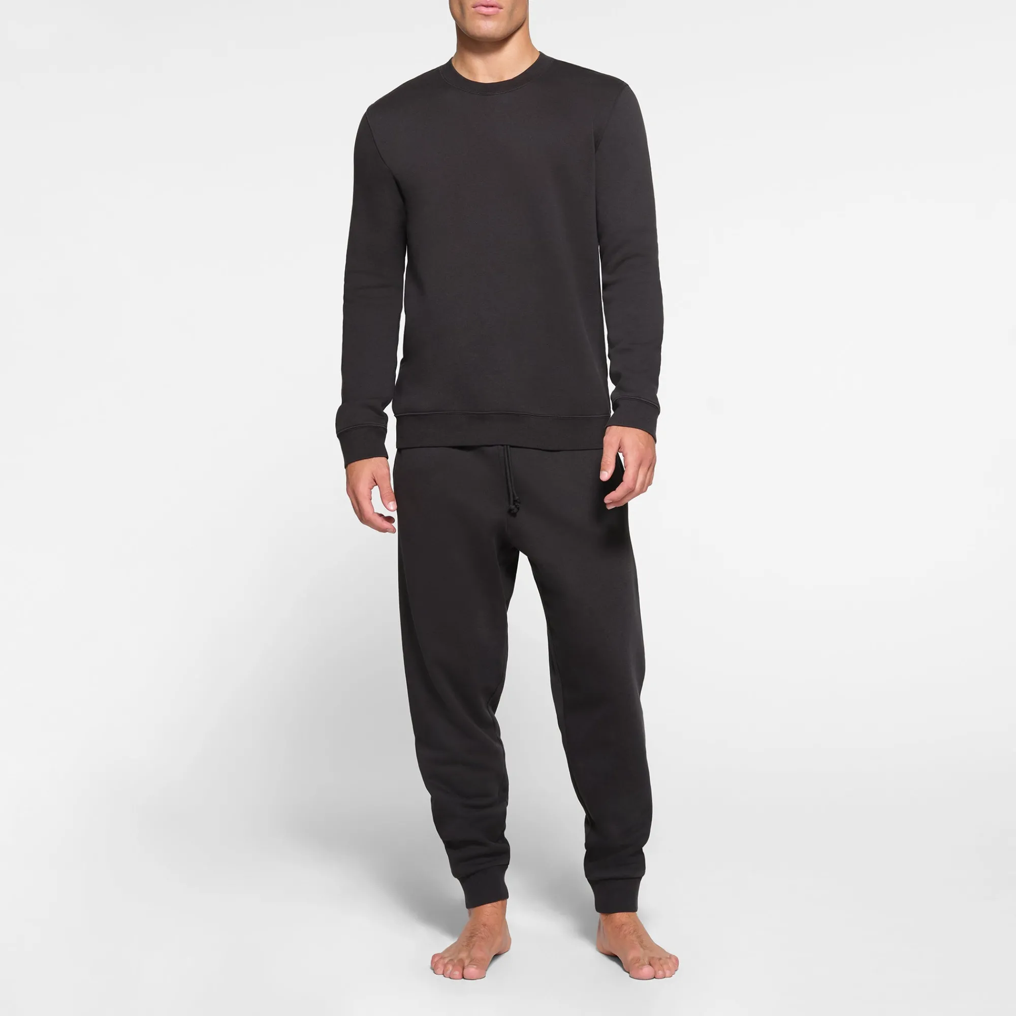 FLEECE LOUNGE MENS CREWNECK | WASHED ONYX-Skims Best