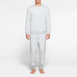 FLEECE LOUNGE MENS CREWNECK | LIGHT HEATHER GREY-Skims Hot