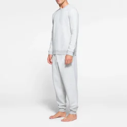 FLEECE LOUNGE MENS CREWNECK | LIGHT HEATHER GREY-Skims Hot