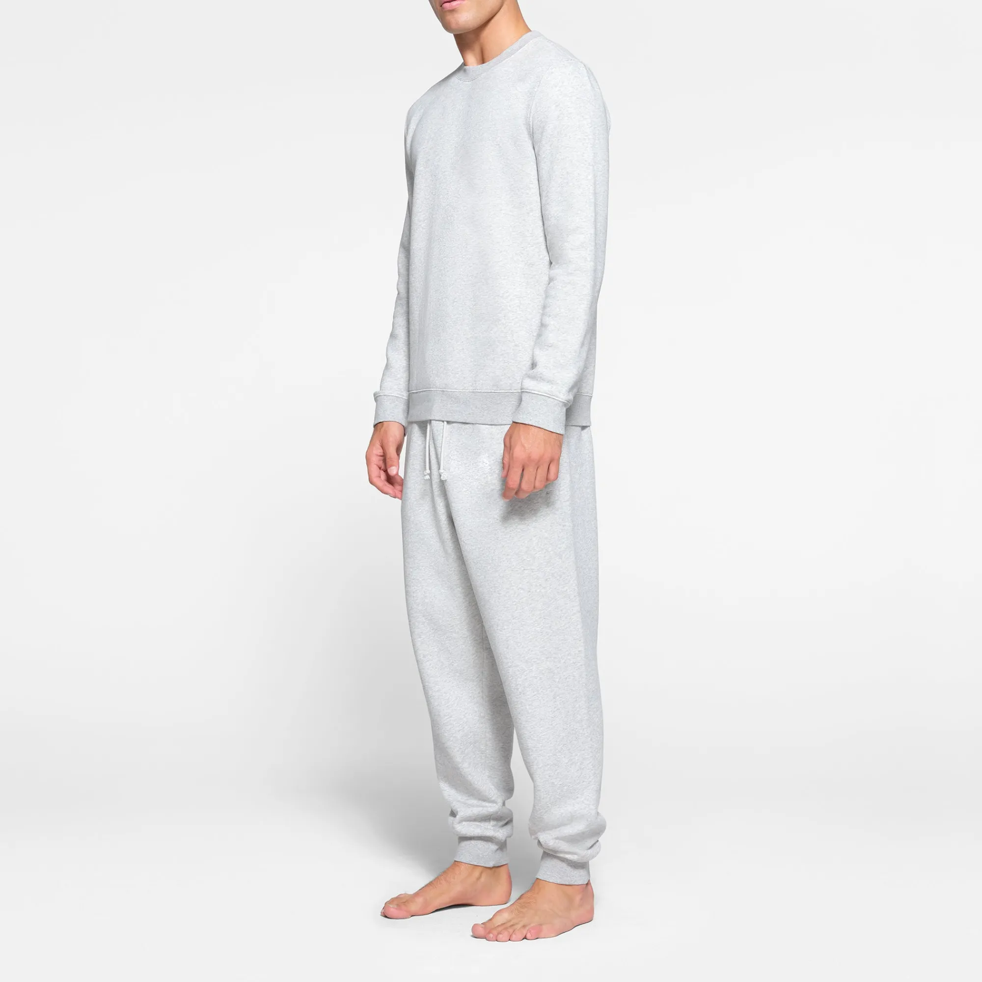 FLEECE LOUNGE MENS CREWNECK | LIGHT HEATHER GREY-Skims Hot