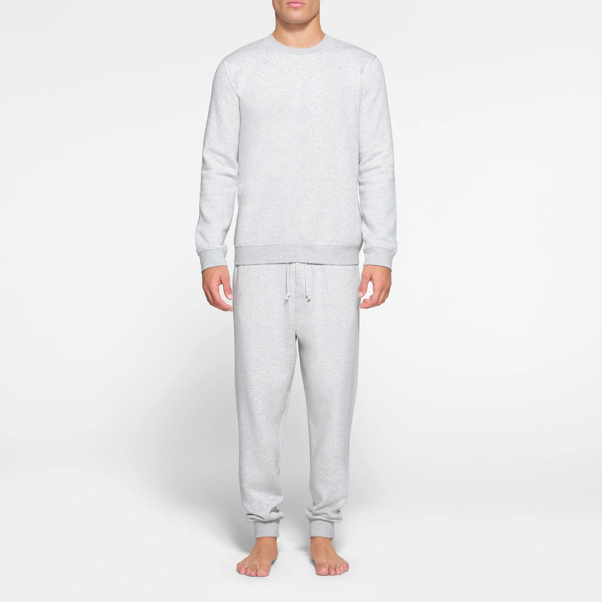 FLEECE LOUNGE MENS CREWNECK | LIGHT HEATHER GREY-Skims Hot