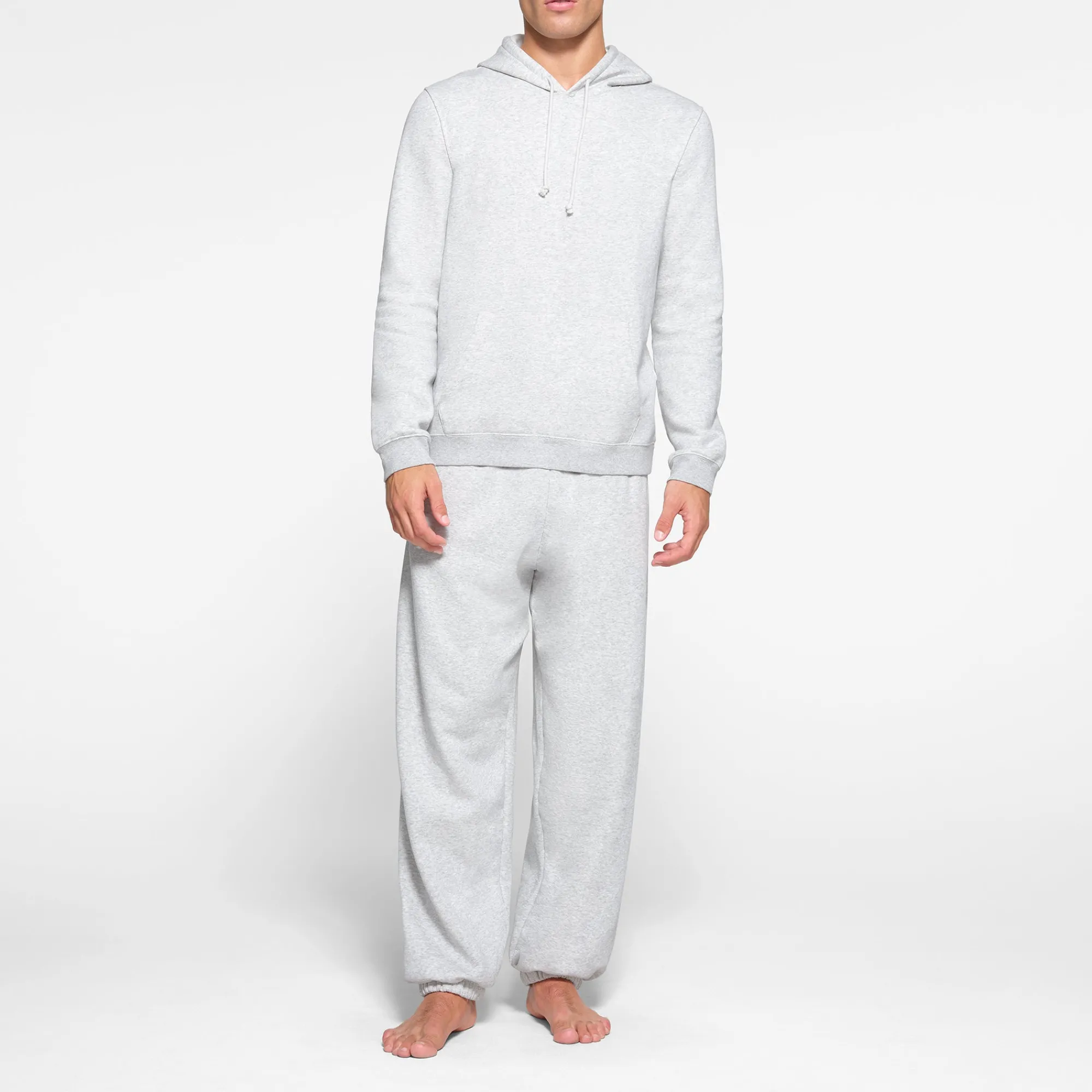 FLEECE LOUNGE MENS HOODIE | LIGHT HEATHER GREY-Skims Fashion