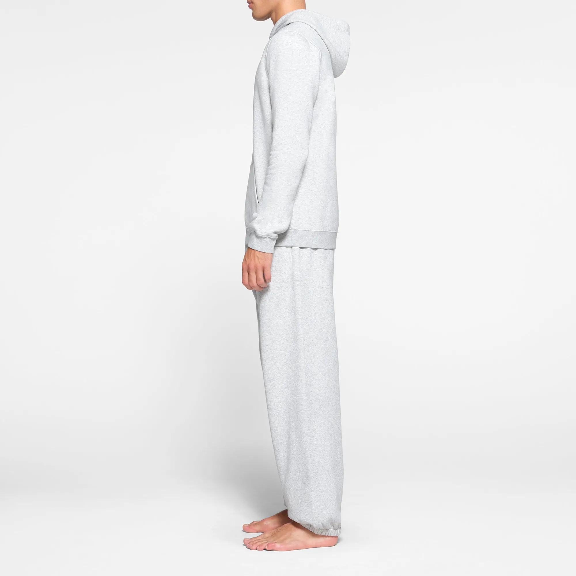 FLEECE LOUNGE MENS HOODIE | LIGHT HEATHER GREY-Skims Fashion
