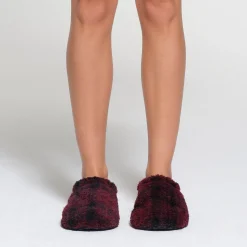 FLEECE SLEEP UNISEX SLIPPER | WINE PLAID-Skims Best