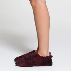 FLEECE SLEEP UNISEX SLIPPER | WINE PLAID-Skims Best