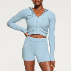 LIGHT COZY CROPPED ZIP UP HOODIE |-Skims New