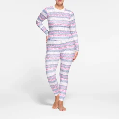 LOGO PLUSH POINTELLE LONG SLEEVE HENLEY | OPAL FAIR ISLE-Skims Online