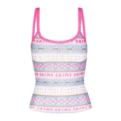 LOGO PLUSH POINTELLE SCOOP TANK | OPAL FAIR ISLE-Skims Clearance