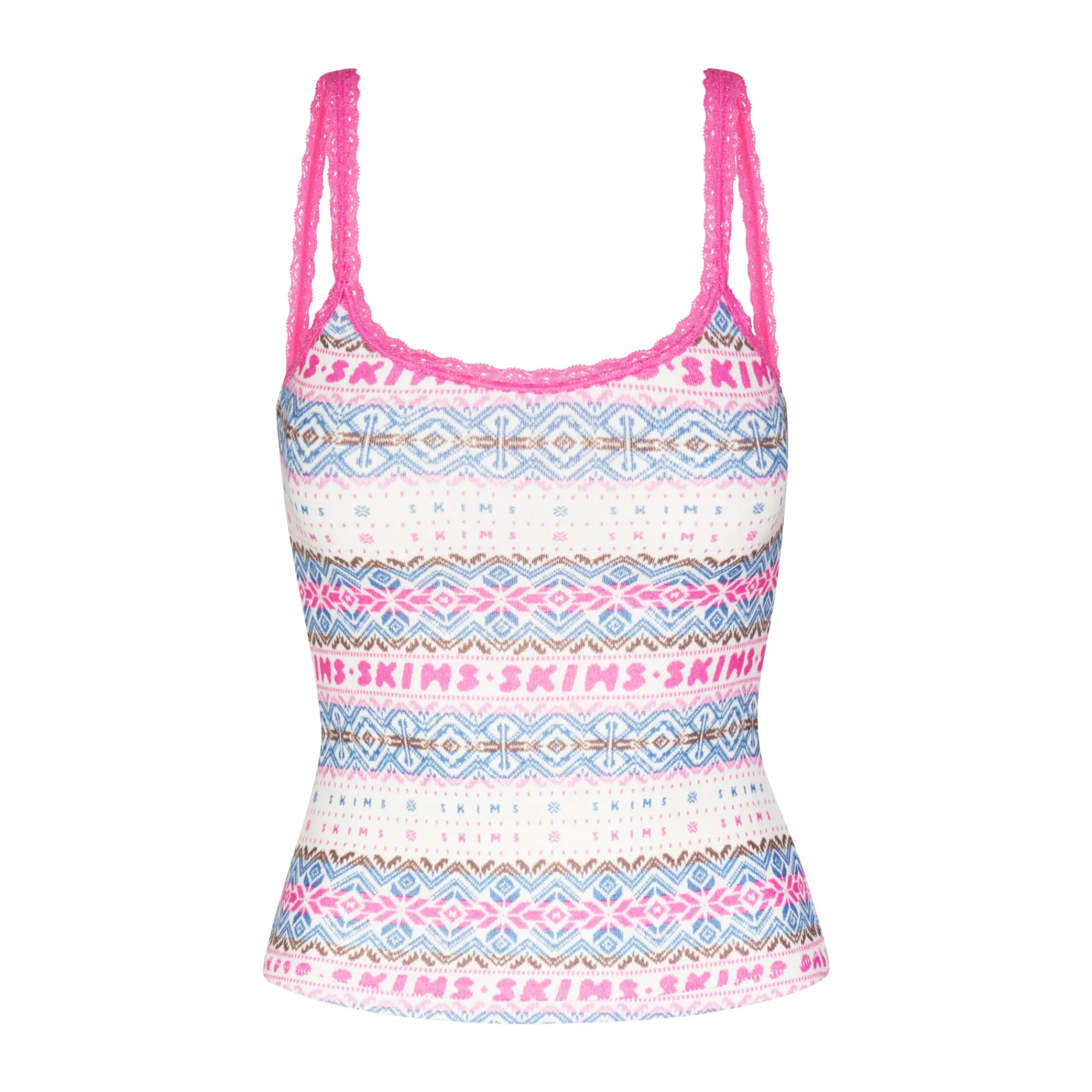 LOGO PLUSH POINTELLE SCOOP TANK | OPAL FAIR ISLE-Skims Clearance