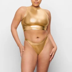 METALLIC SWIM MOCK NECK TANK |-Skims Best