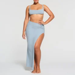 RAW EDGE SLIT LONG SKIRT |-Skims Outlet