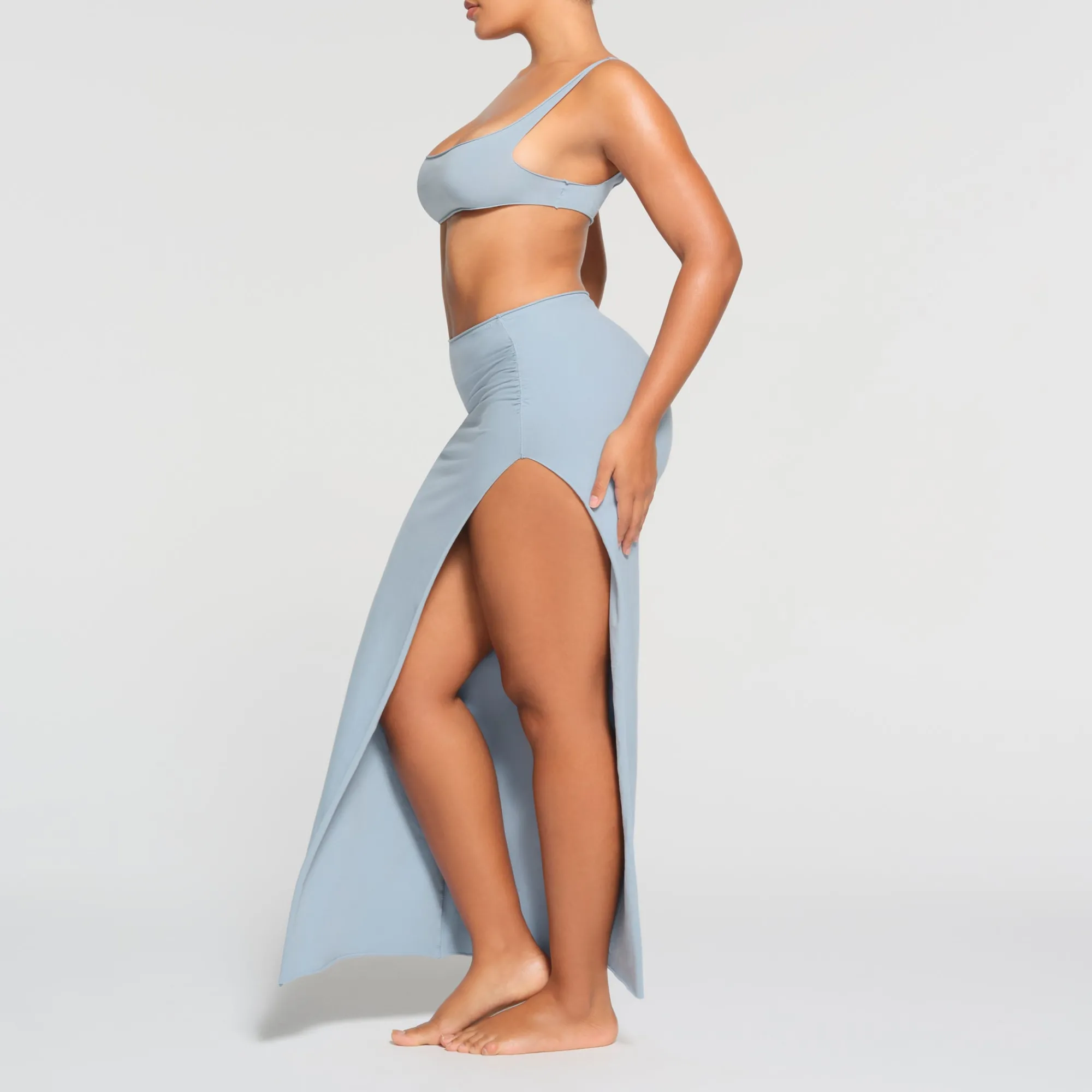 RAW EDGE SLIT LONG SKIRT |-Skims Outlet