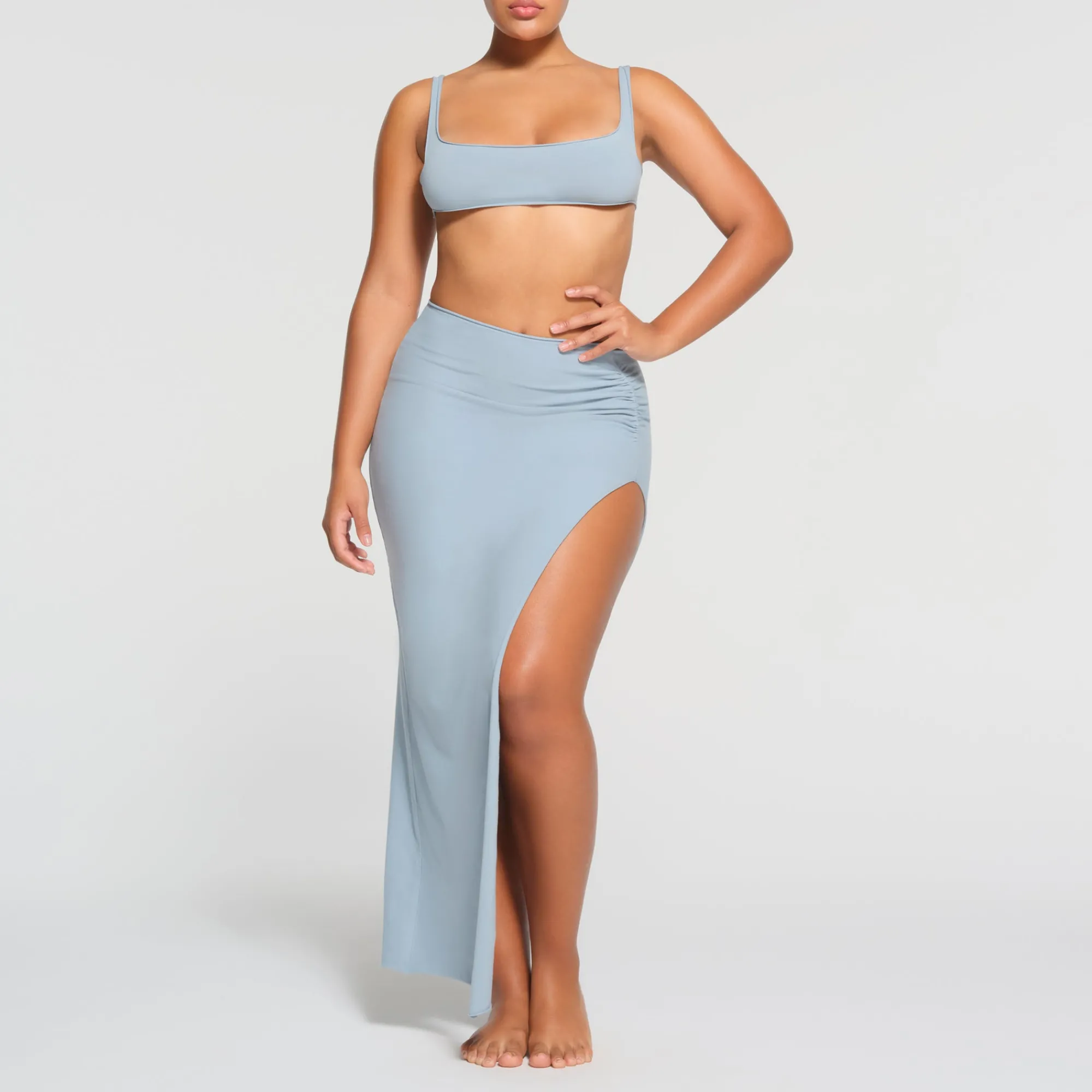 RAW EDGE SLIT LONG SKIRT |-Skims Outlet