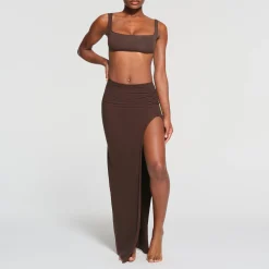 RAW EDGE SLIT LONG SKIRT |-Skims New