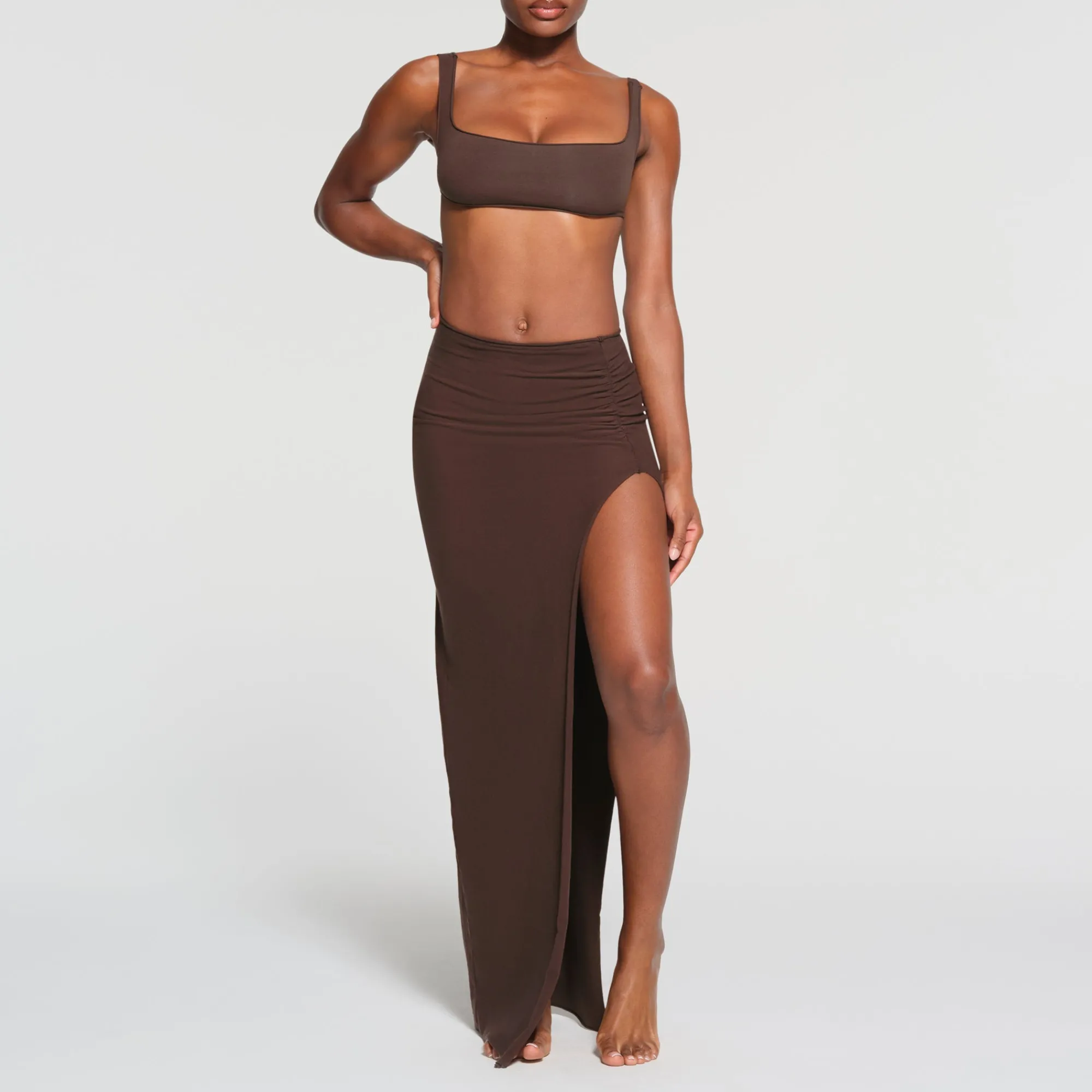 RAW EDGE SLIT LONG SKIRT |-Skims New