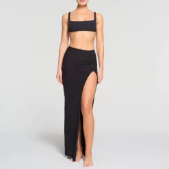 RAW EDGE SLIT LONG SKIRT |-Skims Hot