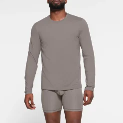 COTTON MENS LONG SLEEVE T-SHIRT | WASHED GUNMETAL-Skims Online
