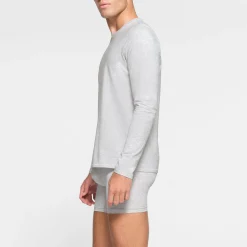 COTTON MENS LONG SLEEVE T-SHIRT | LIGHT HEATHER GREY-Skims Fashion