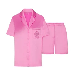 HOTEL SHINE SHORT SLEEVE BUTTON UP SLEEP SET | NEON ORCHID-Skims Outlet