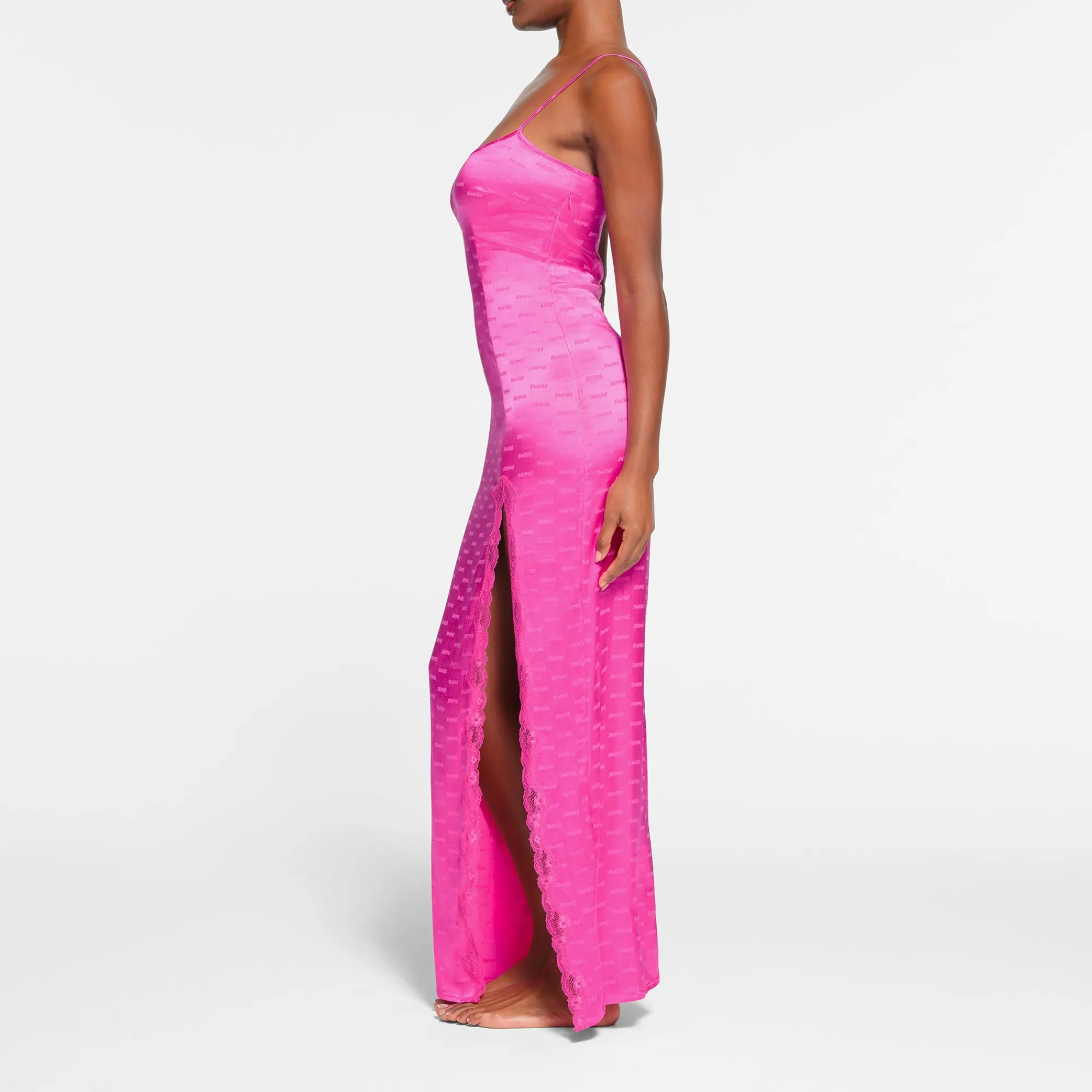 JACQUARD LACE LONG DRESS | HOT PINK-Skims Online