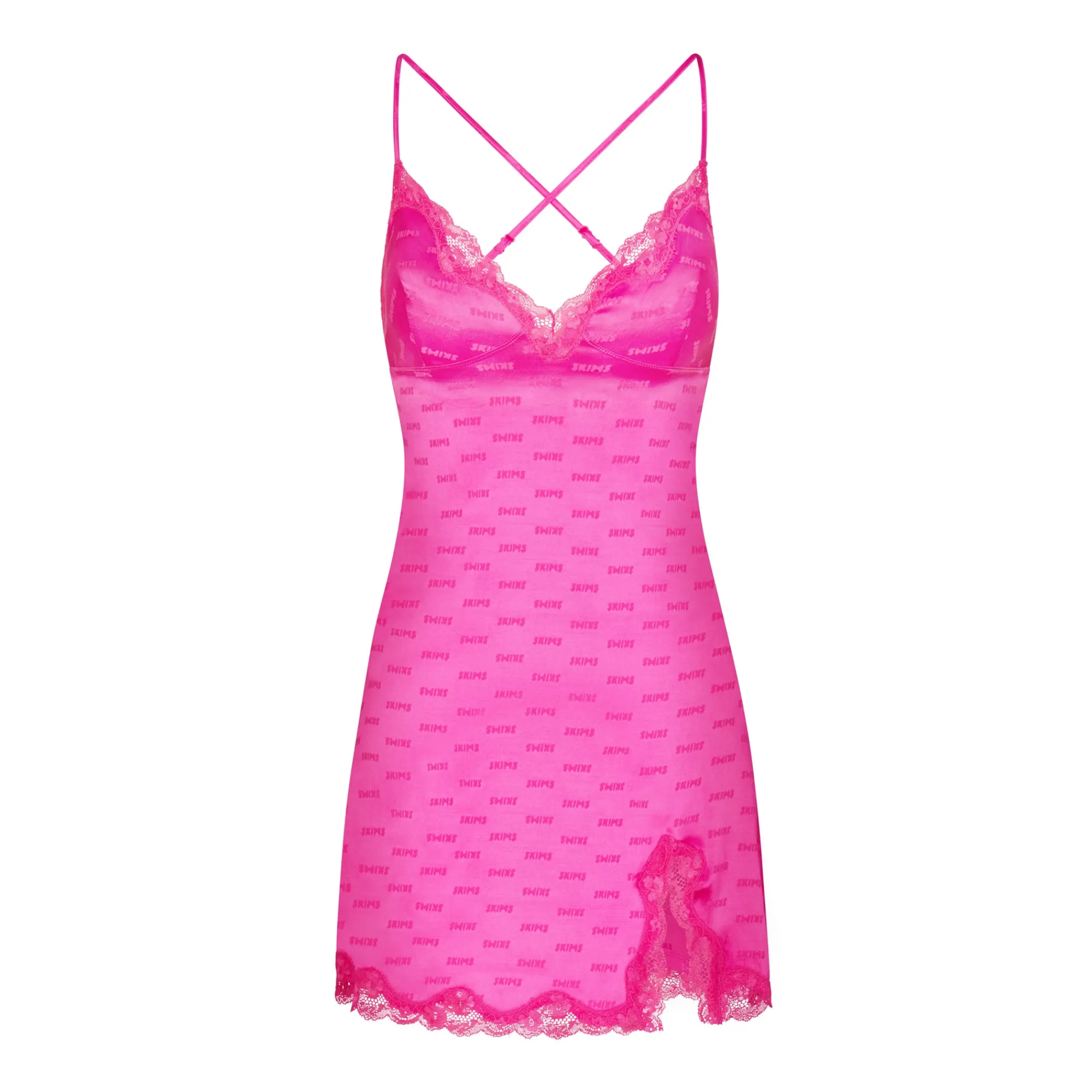 JACQUARD LACE SLIP DRESS | HOT PINK-Skims Discount