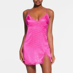 JACQUARD LACE SLIP DRESS | HOT PINK-Skims Discount