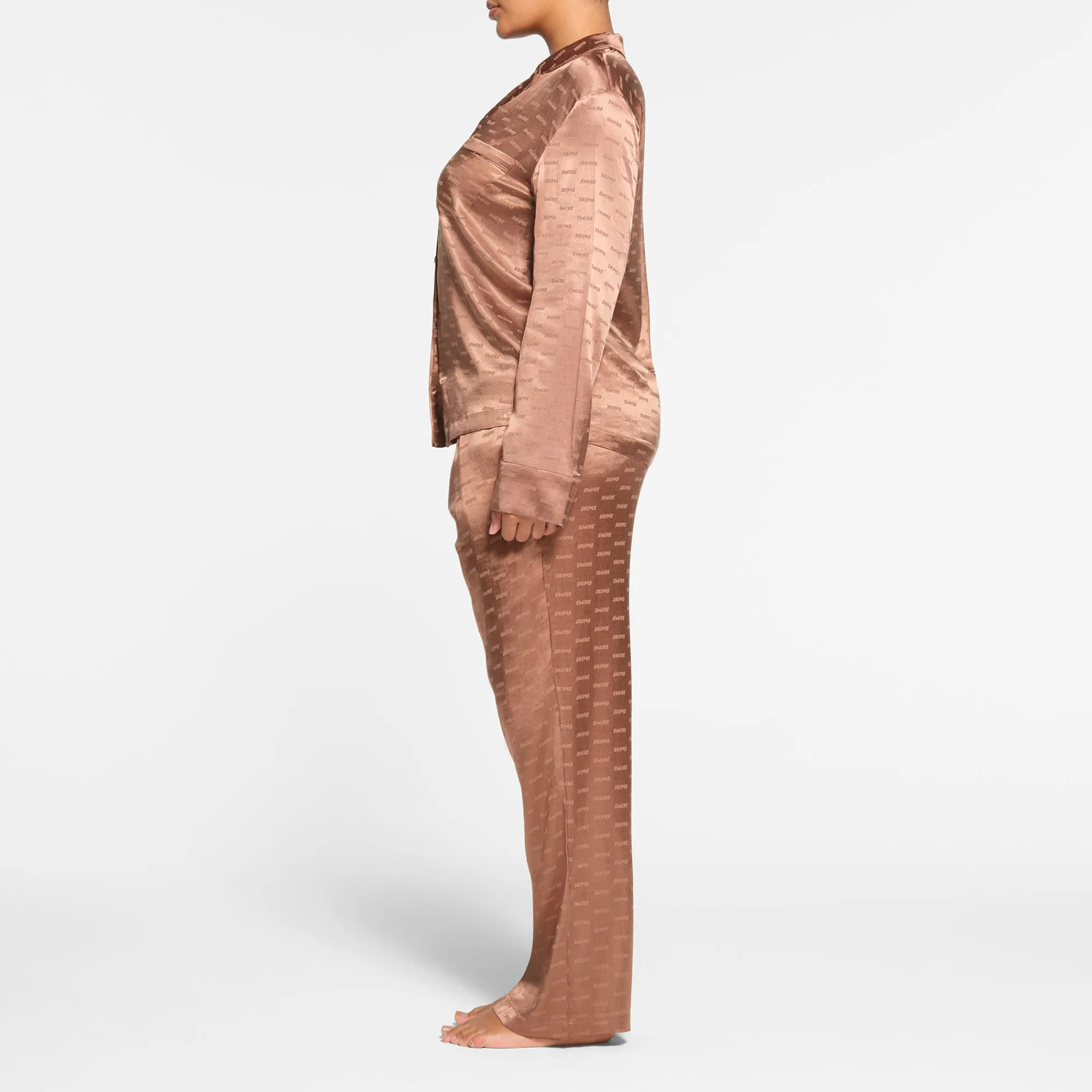 JACQUARD LONG SLEEVE BUTTON UP SLEEP SET |-Skims Outlet