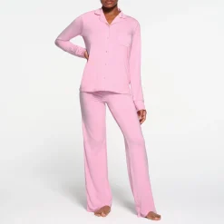 SLEEP LONG SLEEVE BUTTON UP SET | BUBBLE GUM-Skims Sale