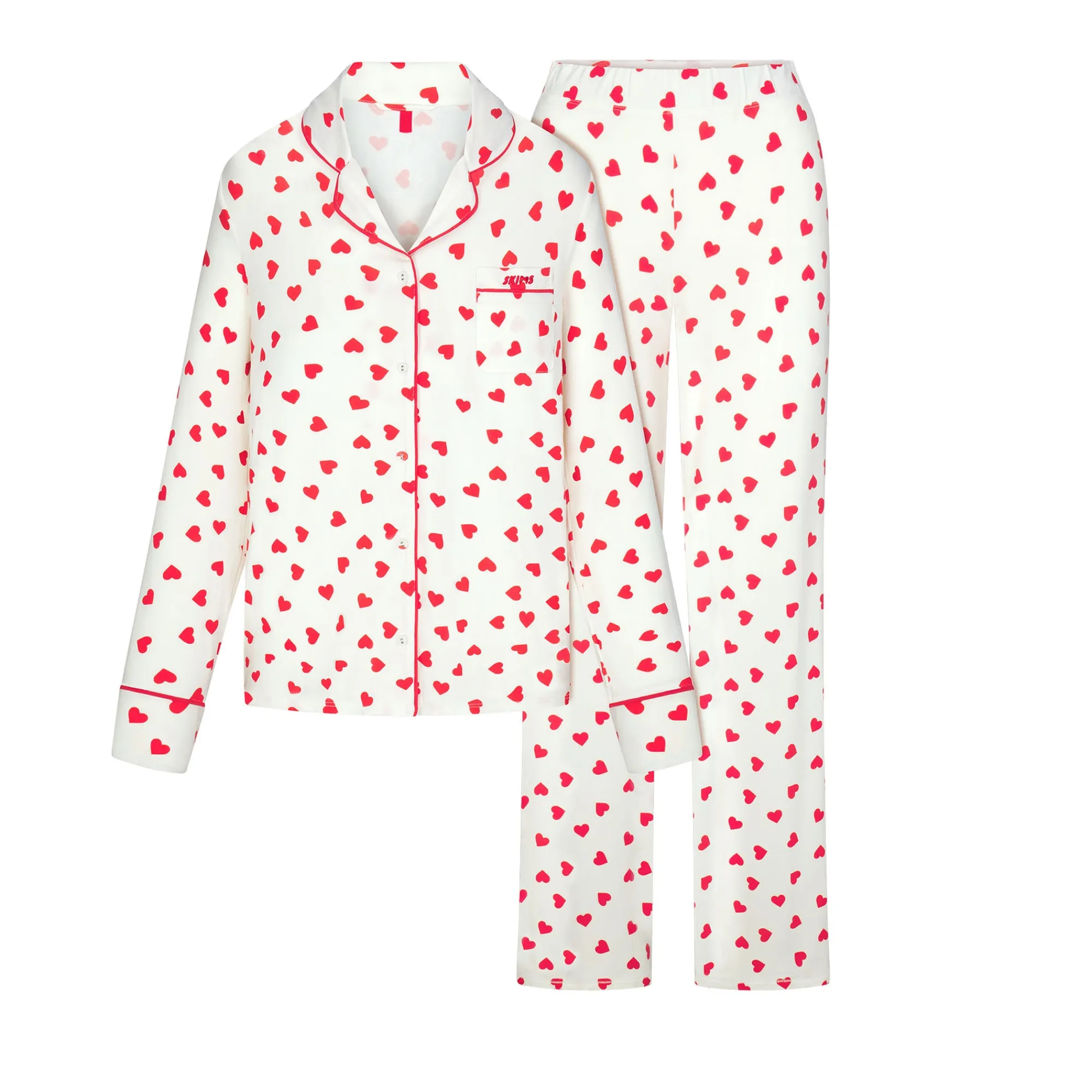 SLEEP LONG SLEEVE BUTTON UP SET | RUBY AND MARBLE HEART-Skims Clearance