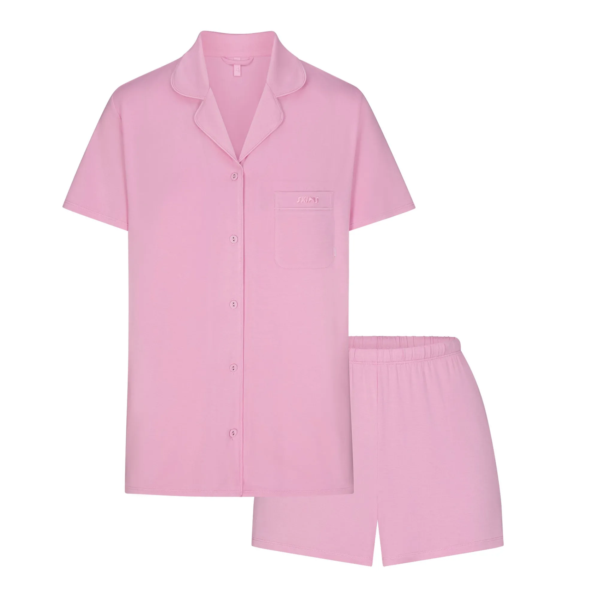 SLEEP SHORT SLEEVE BUTTON UP SET | BUBBLE GUM-Skims Sale