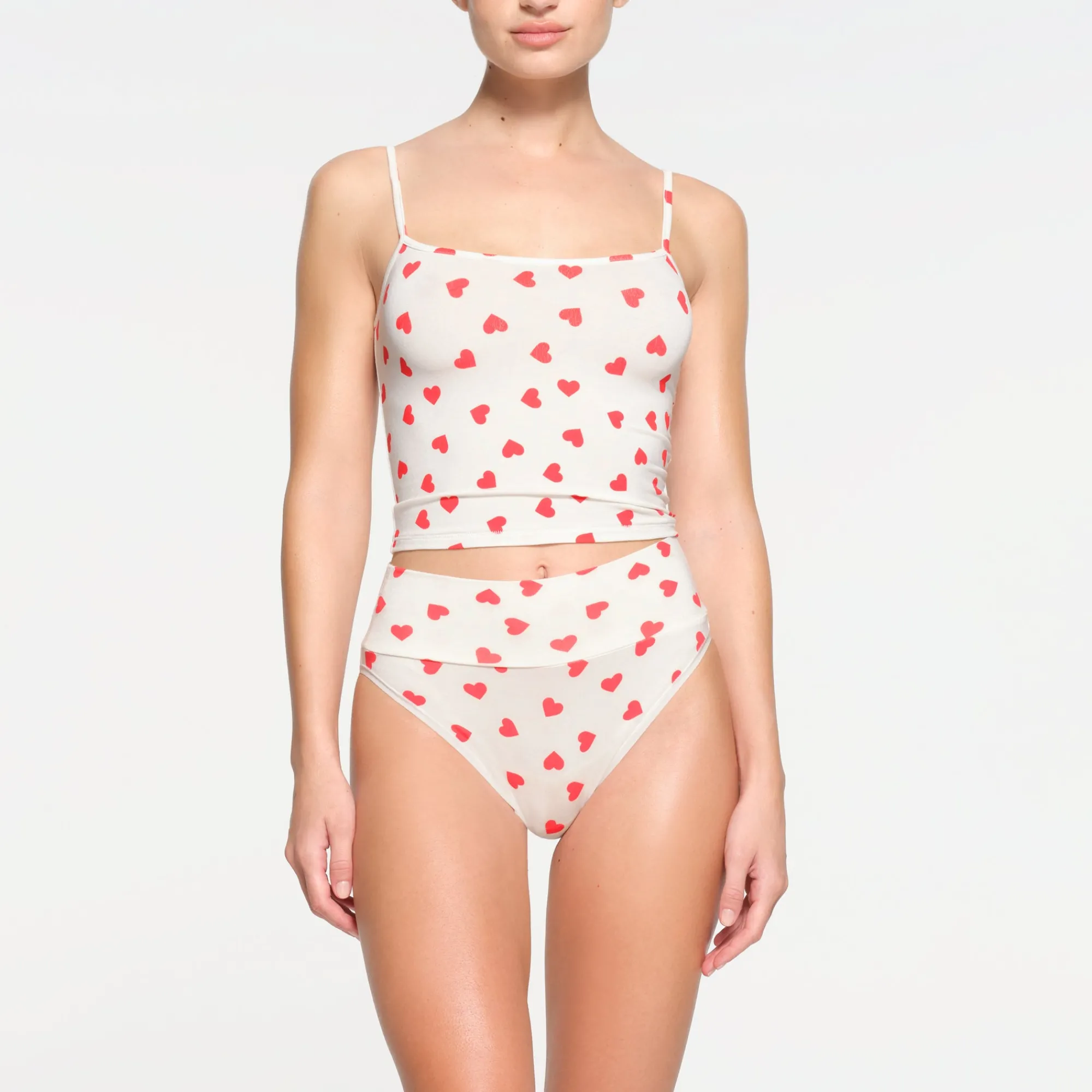 SLEEP STRAIGHT NECK CROPPED CAMI | RUBY AND MARBLE HEART-Skims Fashion