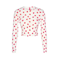 SLEEP SUPER CROPPED LONG SLEEVE | RUBY AND MARBLE HEART-Skims Sale