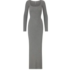 SOFT LOUNGE LONG SLEEVE DRESS | HEATHER GREY-Skims Discount