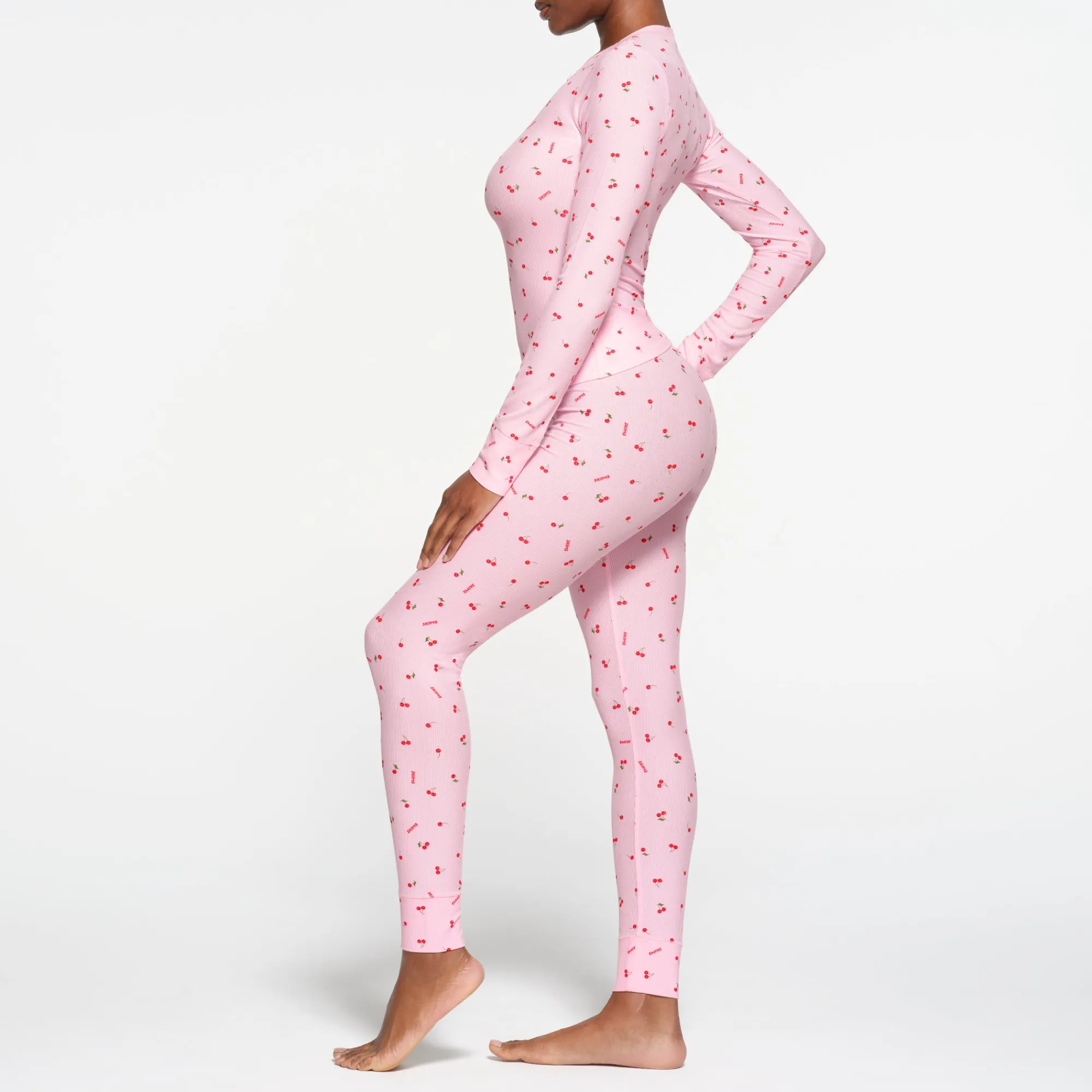 SOFT LOUNGE LONG SLEEVE HENLEY | CHERRY BLOSSOM PRINT-Skims New