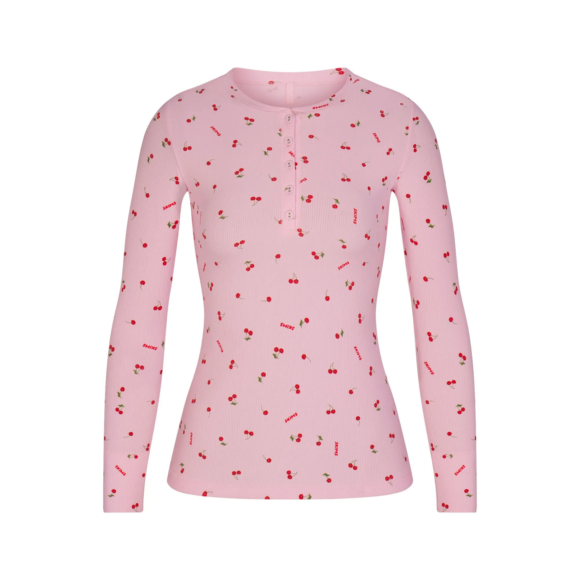 SOFT LOUNGE LONG SLEEVE HENLEY | CHERRY BLOSSOM PRINT-Skims New