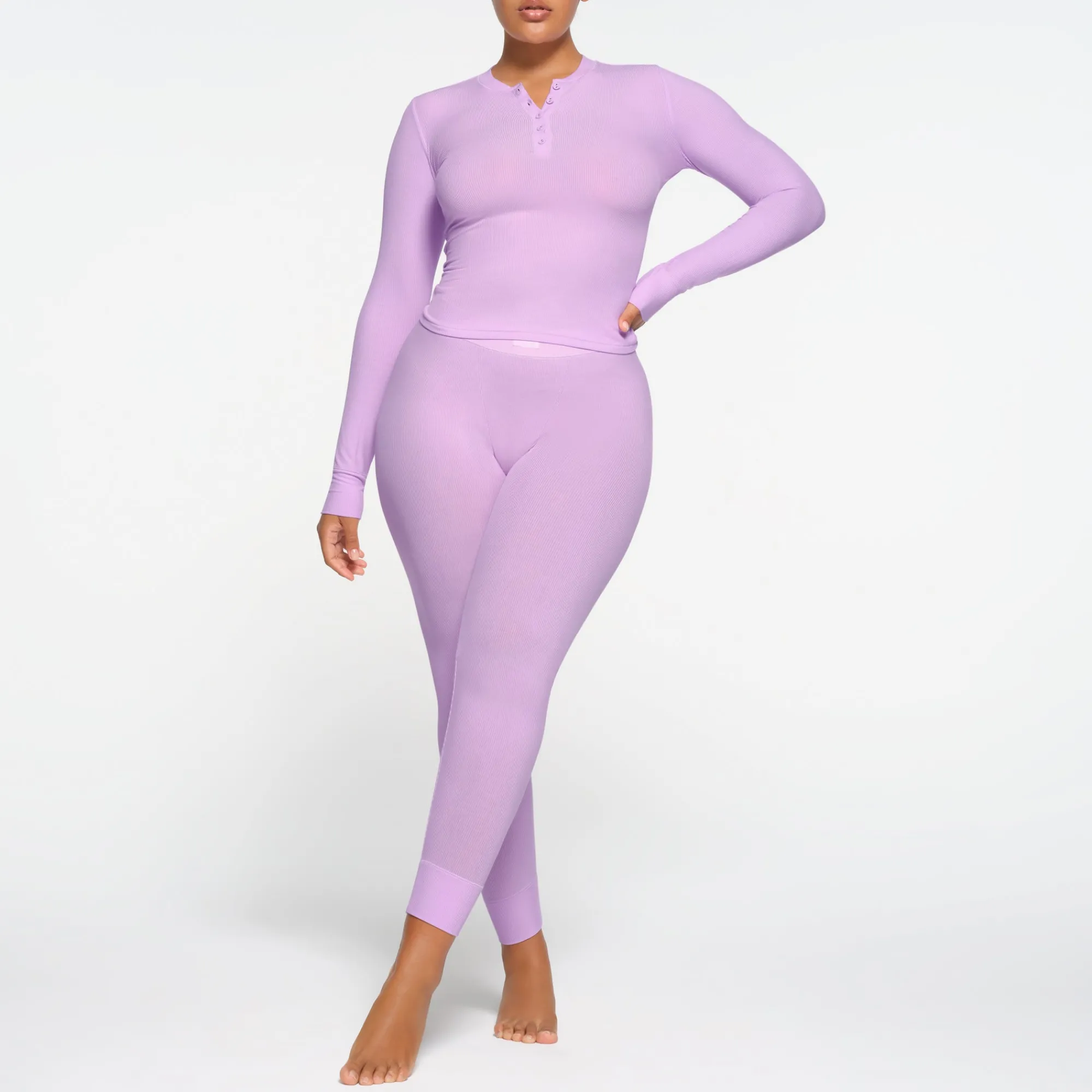 SOFT LOUNGE LONG SLEEVE HENLEY | SUGAR PLUM-Skims Hot