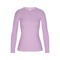 SOFT LOUNGE LONG SLEEVE HENLEY | SUGAR PLUM-Skims Hot
