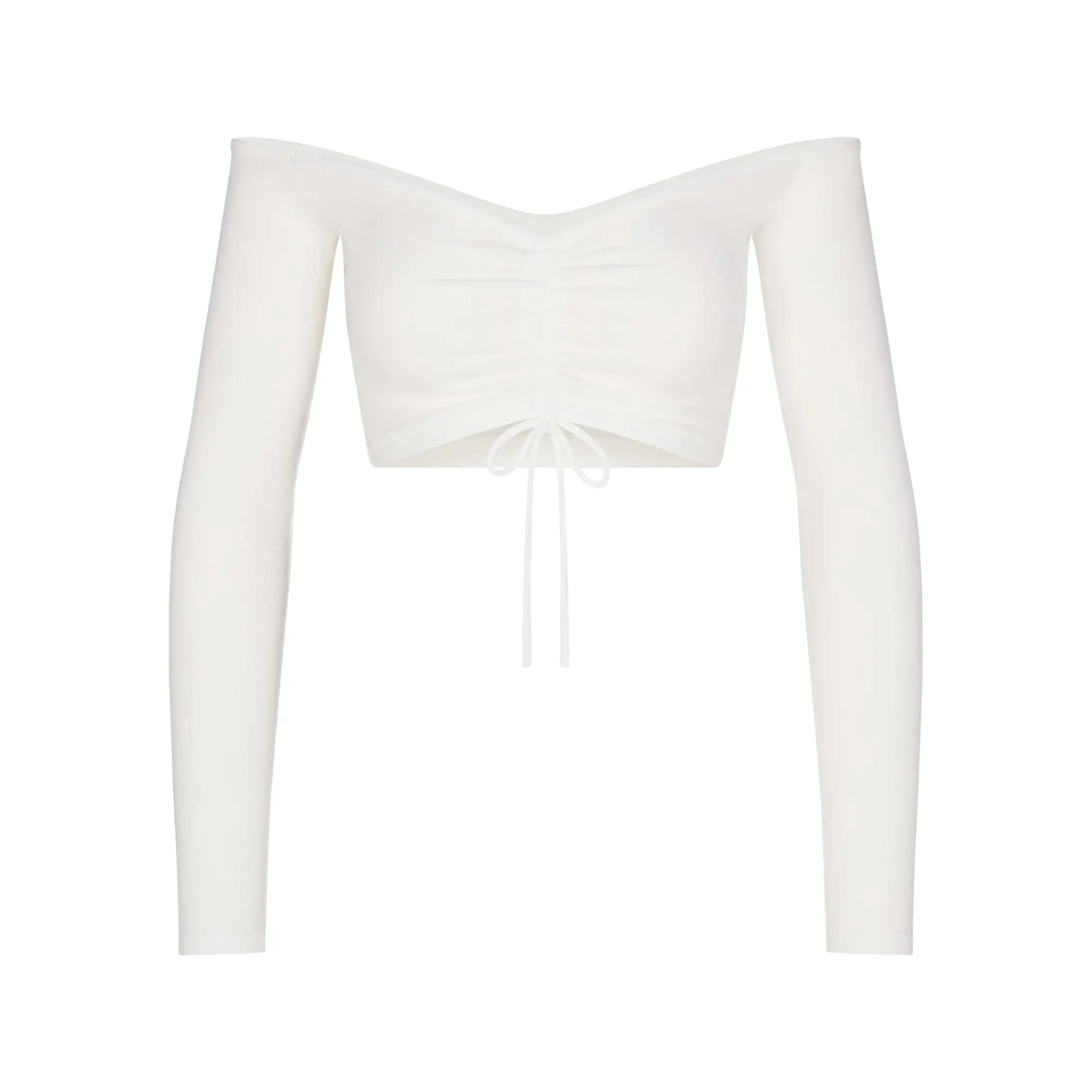 SOFT LOUNGE RUCHED LONG SLEEVE CROP TOP |-Skims New