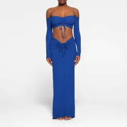 SOFT LOUNGE RUCHED LONG SLEEVE CROP TOP |-Skims Fashion