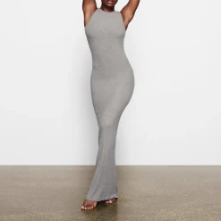 SOFT LOUNGE SLEEVELESS LONG DRESS | HEATHER GREY-Skims Fashion
